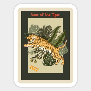 Jungle Tiger Leaping 2022 Sticker